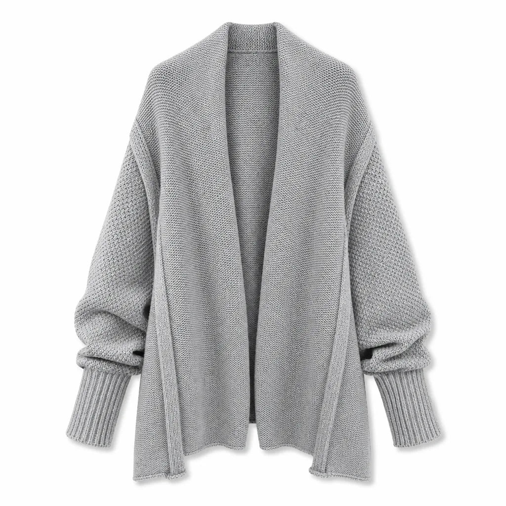 Lois | Women's Fall Knit Long Cardigan Sweater - Color:Gray;Size:XS