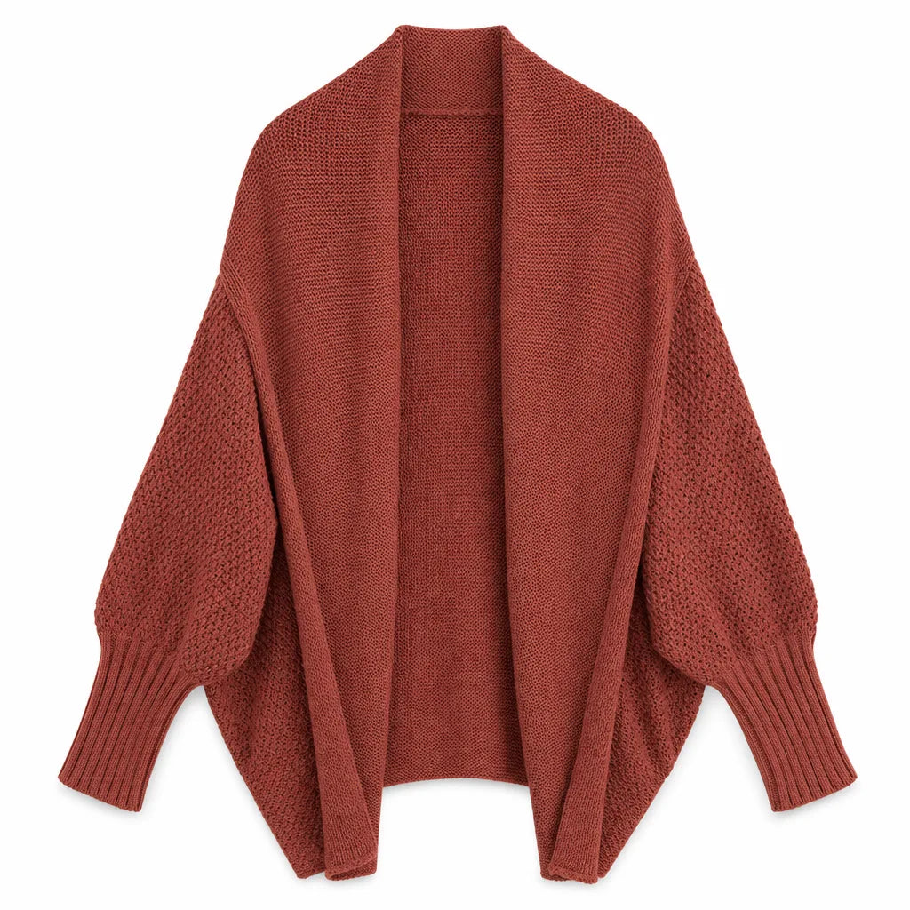Lois | Women's Fall Knit Long Cardigan Sweater - Color:Red;Size:XS