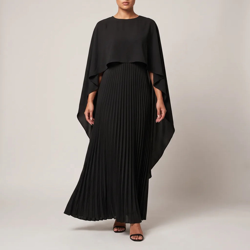 Lola Pleated Maxi Dress - Color:Black;Size:S