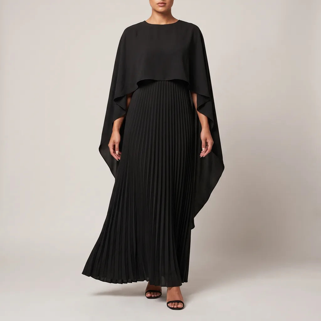 Lola Pleated Maxi Dress - Color:Black;Size:S