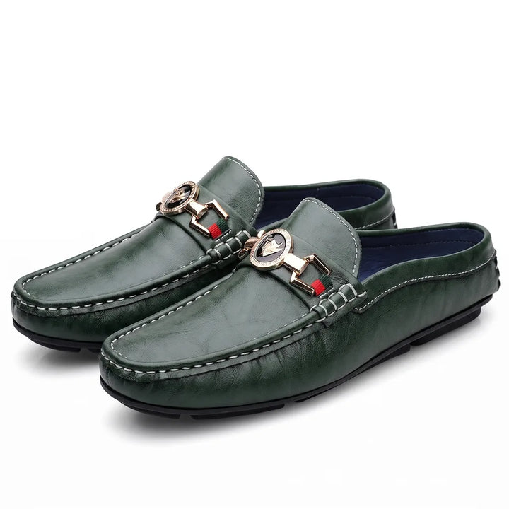 Men's Green Petra Leather Mule Loafers