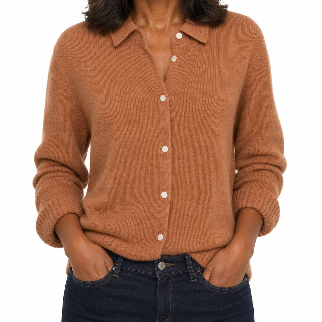 Lorna | Elegant Women's Fall Cardigan - Size:XS;Color:Brown