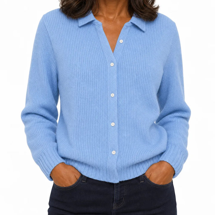 Lorna | Elegant Women's Fall Cardigan - Size:XS;Color:Light Blue