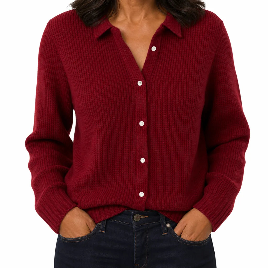 Lorna | Elegant Women's Fall Cardigan - Size:XS;Color:Red