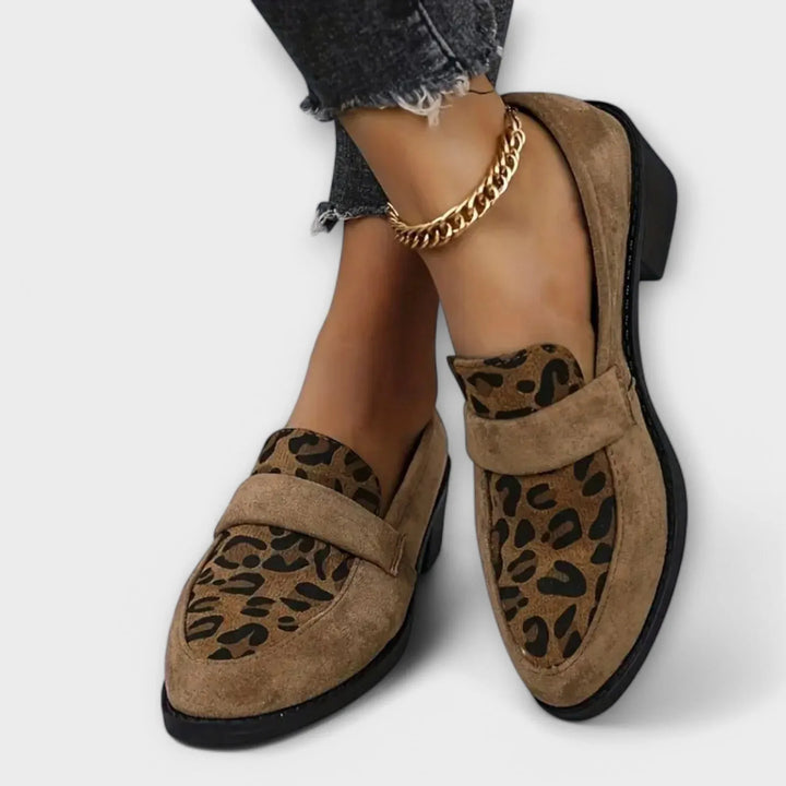 Lottie | Women's Leopard Orthopedic Heels  - Color:Brown/Tan Leopard Print;Size:38