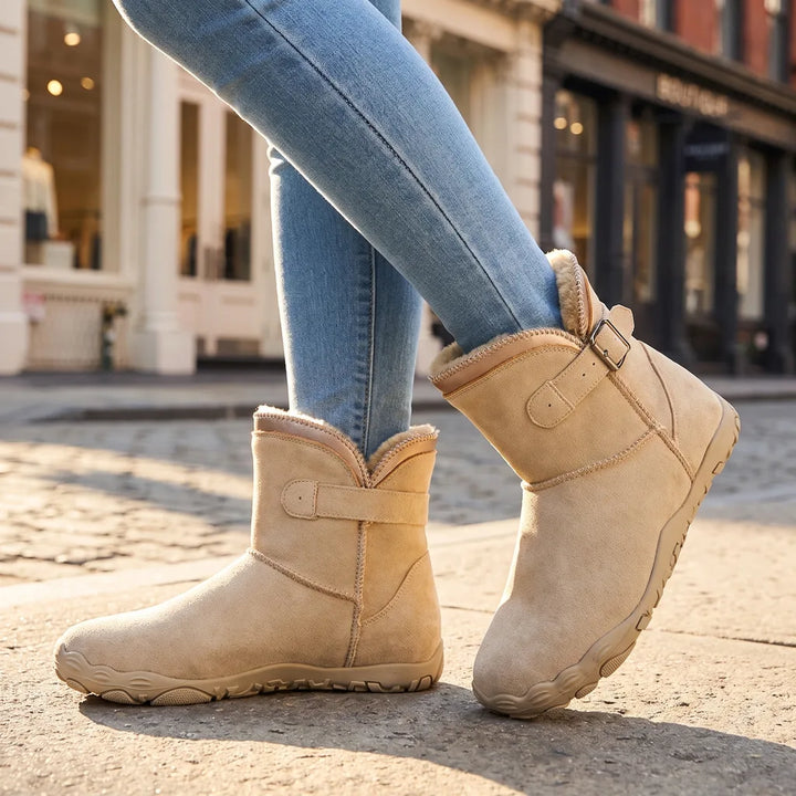 Louis Fleece Lined Barefoot Boots - Color:Beige;Size:35