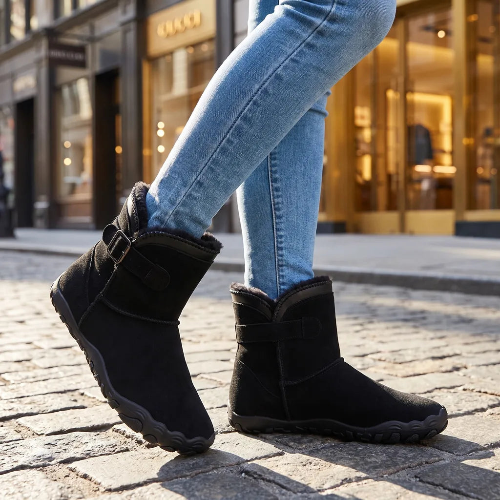 Louis Fleece Lined Barefoot Boots - Color:Black;Size:35