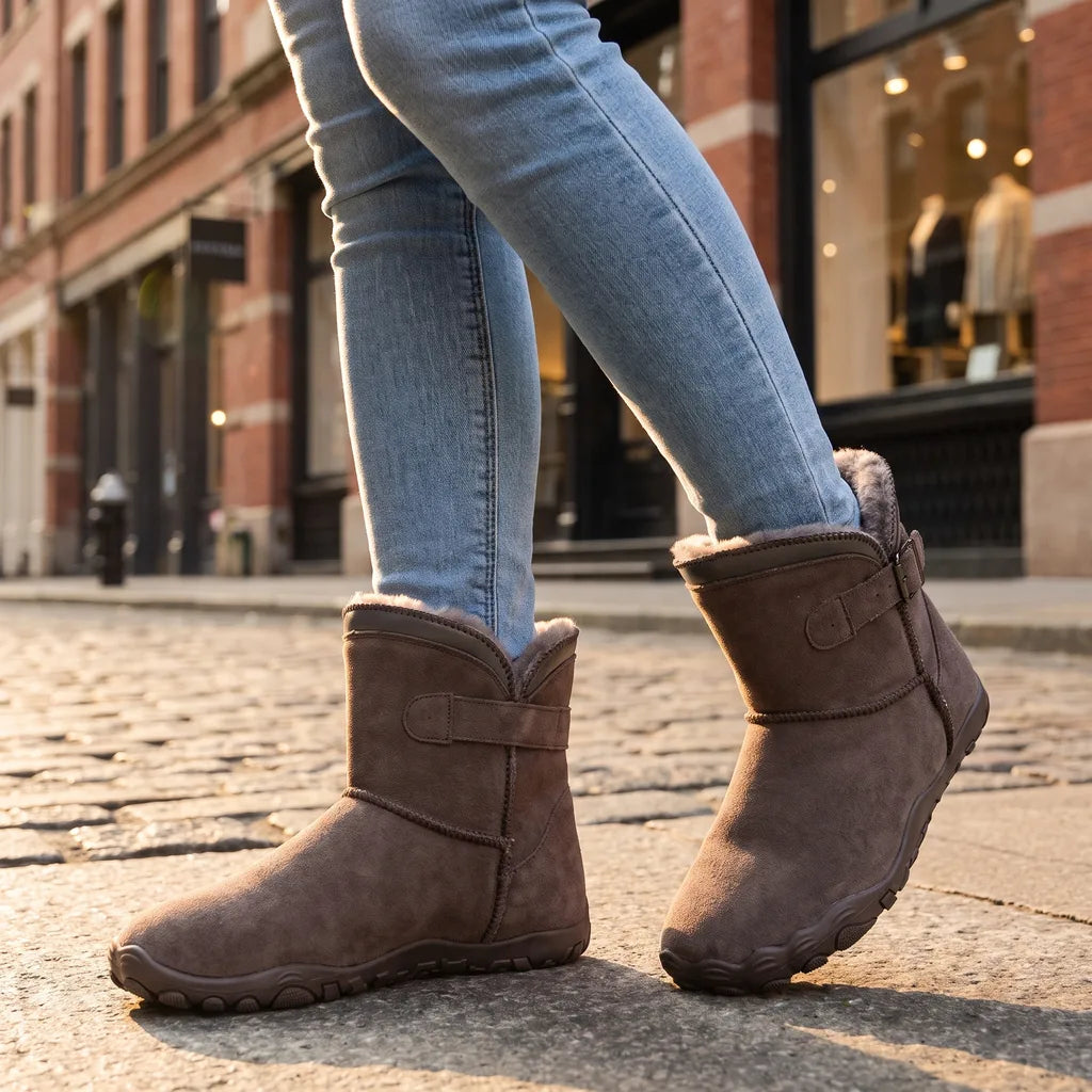 Louis Fleece Lined Barefoot Boots - Color:Gray;Size:35