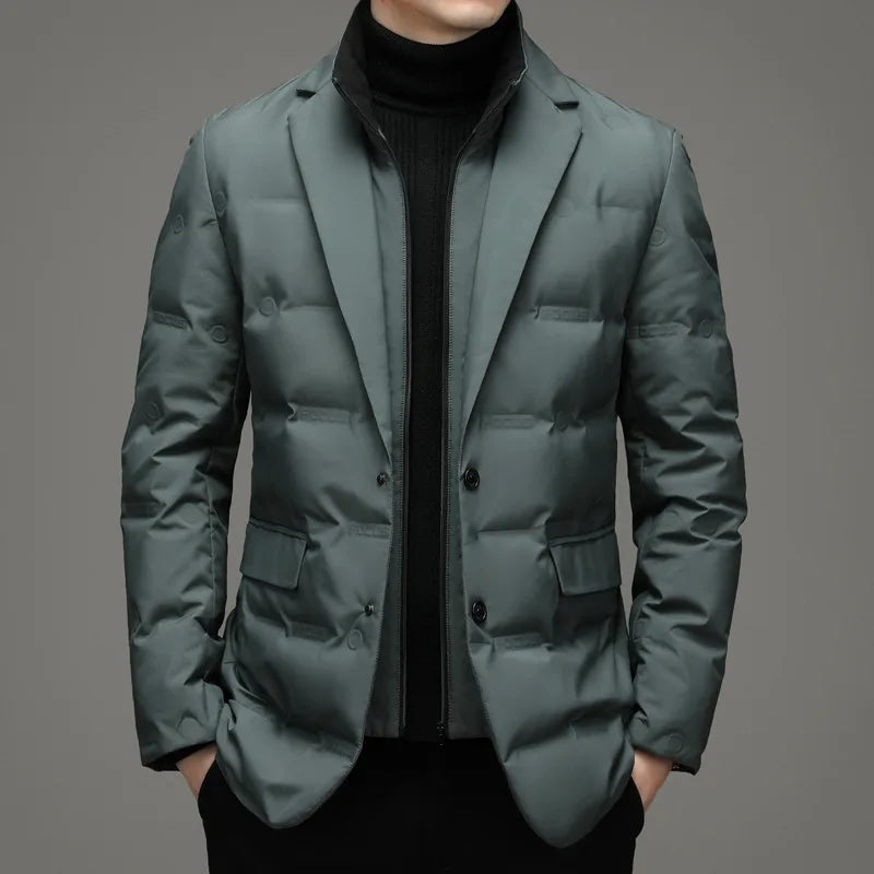 Louis | Men's Puffer Winter Jacket - Color:Pea Green;Size:M/170