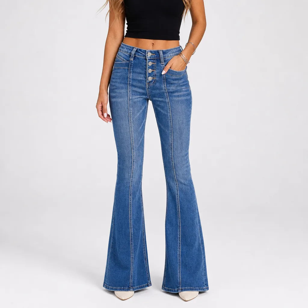 Louisa | Mom Jeans Baggy Wide Leg Jeans  - Color:Blue;Size:XXS
