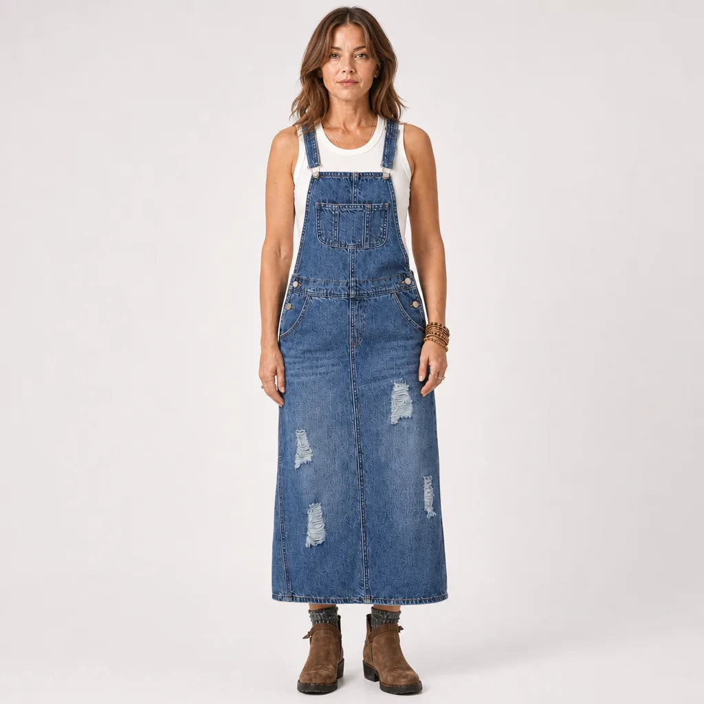 Women's Louisa Denim Pinafore Dress
