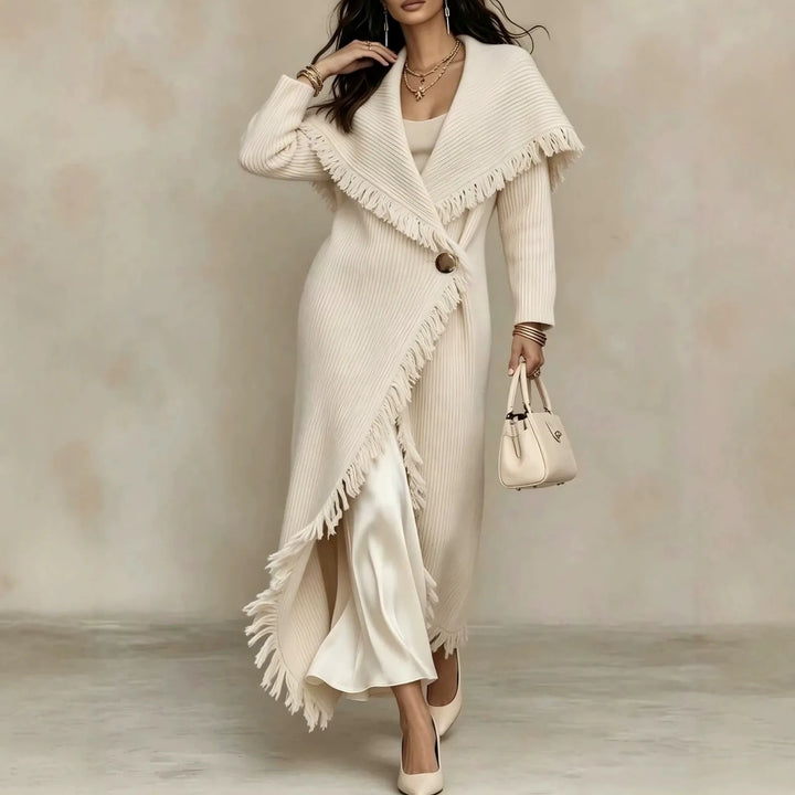 Louise | Women's Long Knit Cardigan Coat - Beige