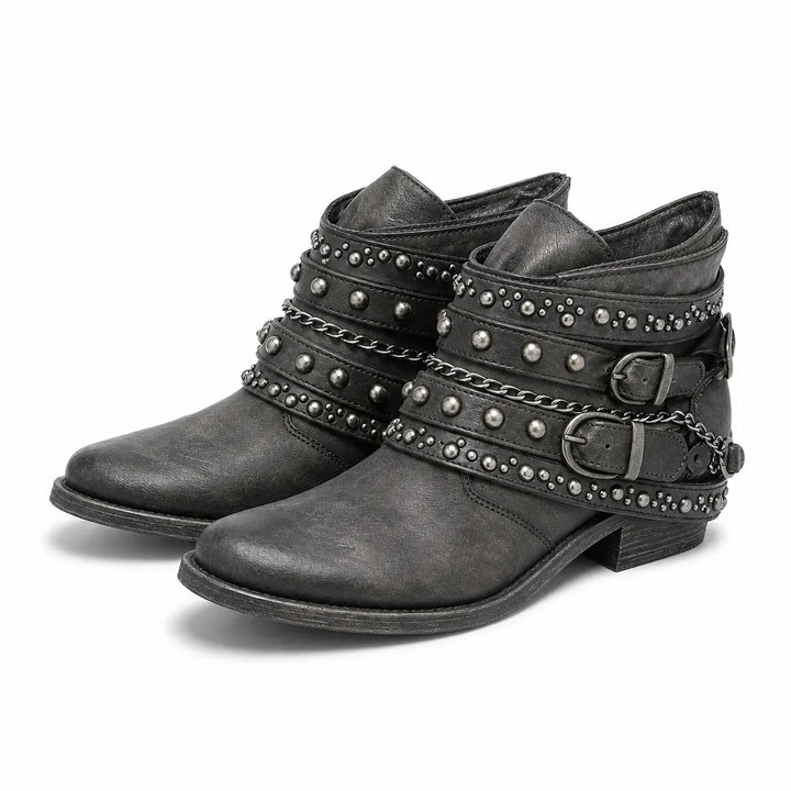 Lucienne | Women's Fall Brown Western Ankle Boots - Color:Black;Size:36