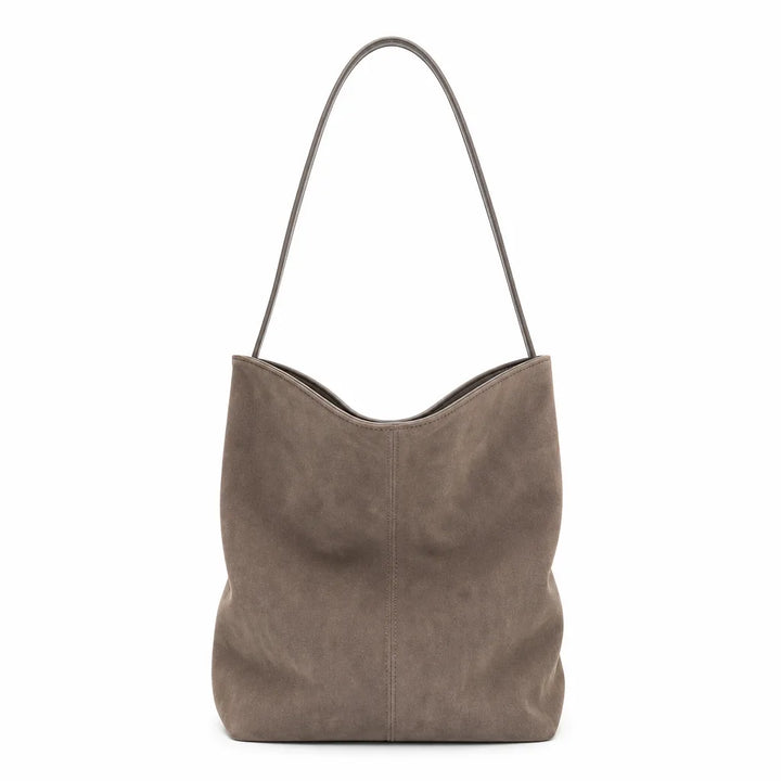 Lucinda | Women's Suede Handbag - Color:Beige