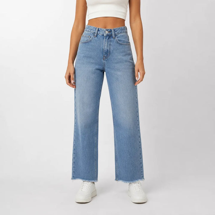 Women's Blue Frances Cotton Wide Leg Jeans