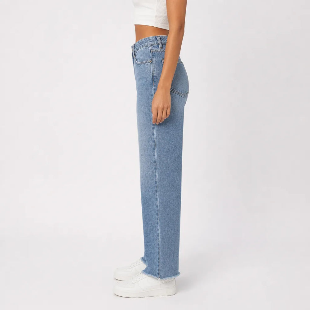 Women's Blue Frances Cotton Wide Leg Jeans