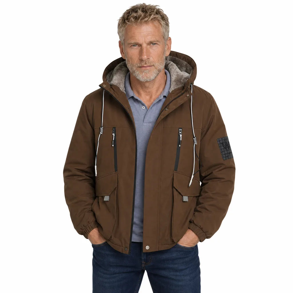 Men's Brown Sterling Hooded Padded Jacket