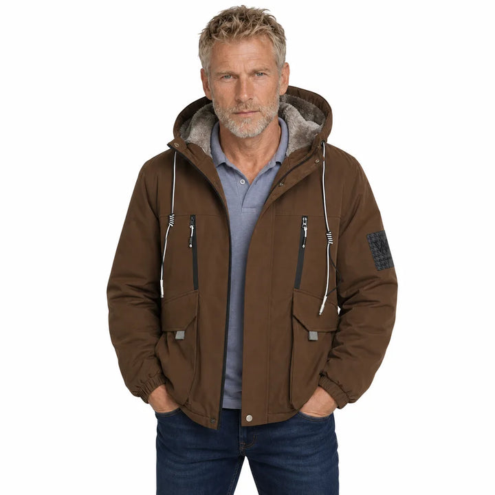 Men's Brown Sterling Hooded Padded Jacket