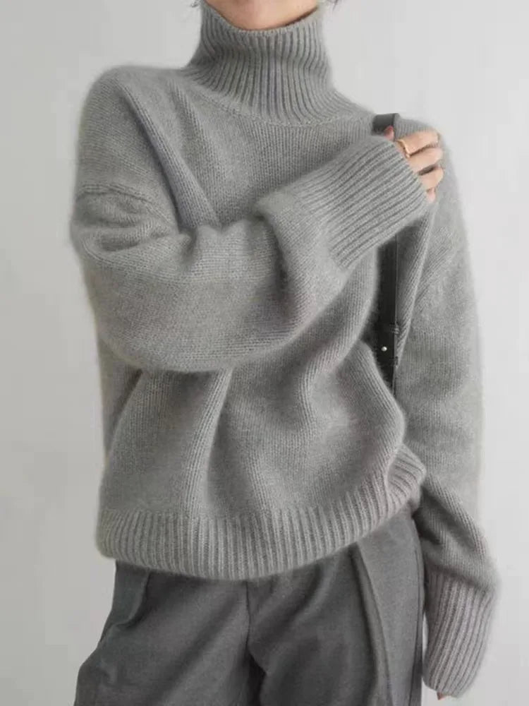 Maddie | Women's Turtleneck Sweater  - Color:Gray;Size:XS