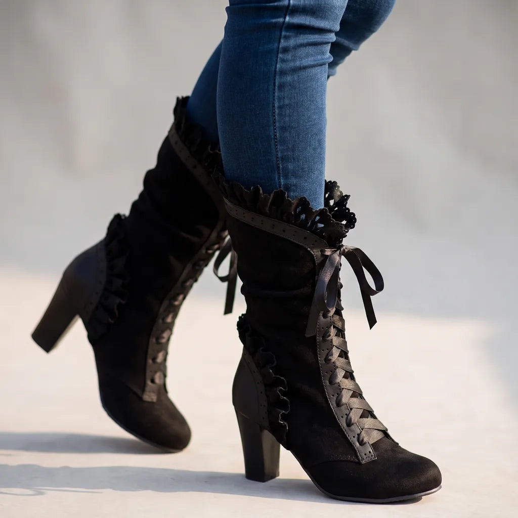 Madeleine | Women's Vintage Western Boots  - Color:Black;Size:35
