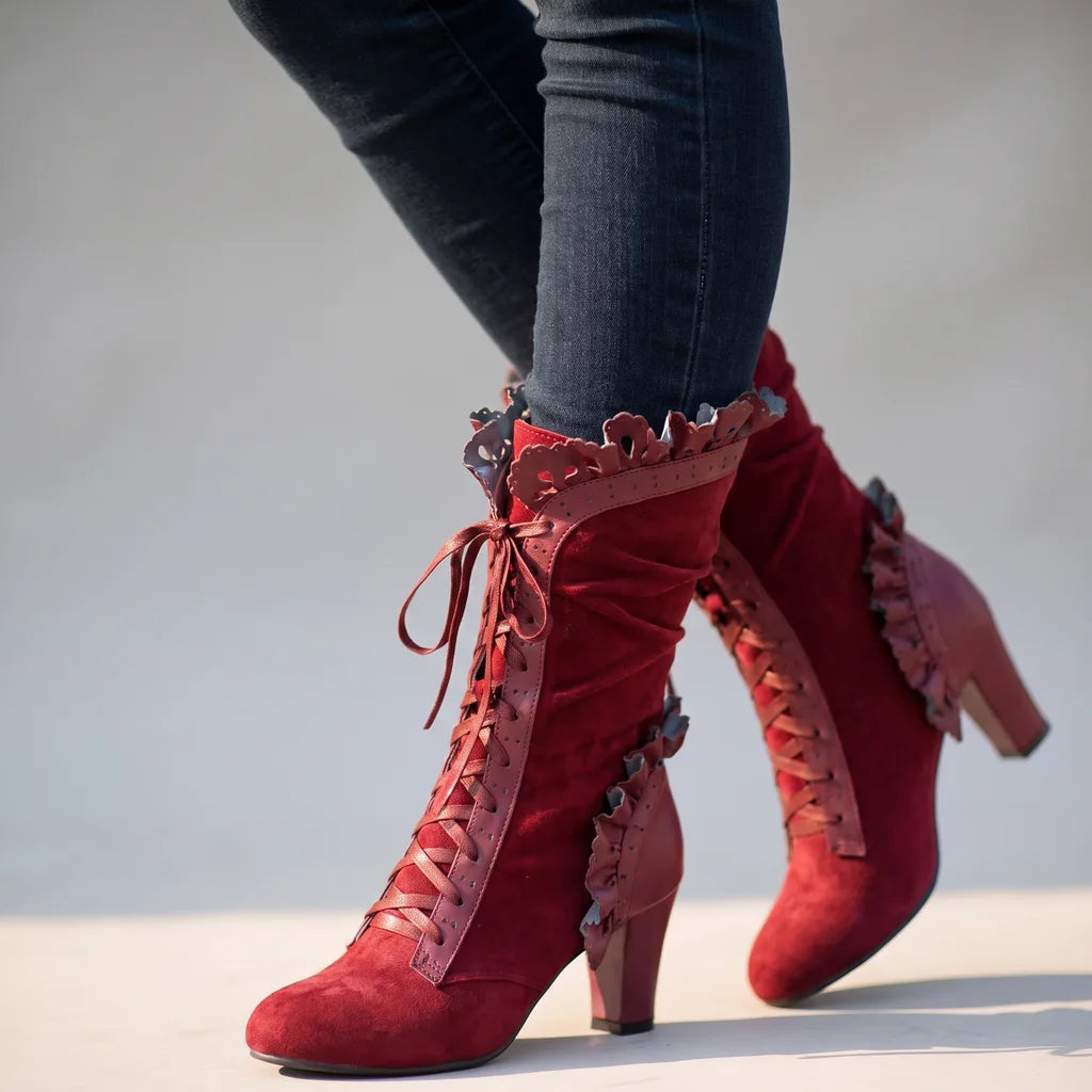 Madeleine | Women's Vintage Western Boots  - Color:Red;Size:35
