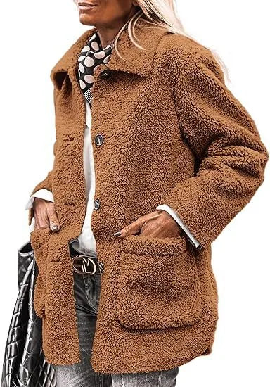 Madeline  | Women's Teddy Plush Winter Coat  - Size:XS;Color:Light Brown