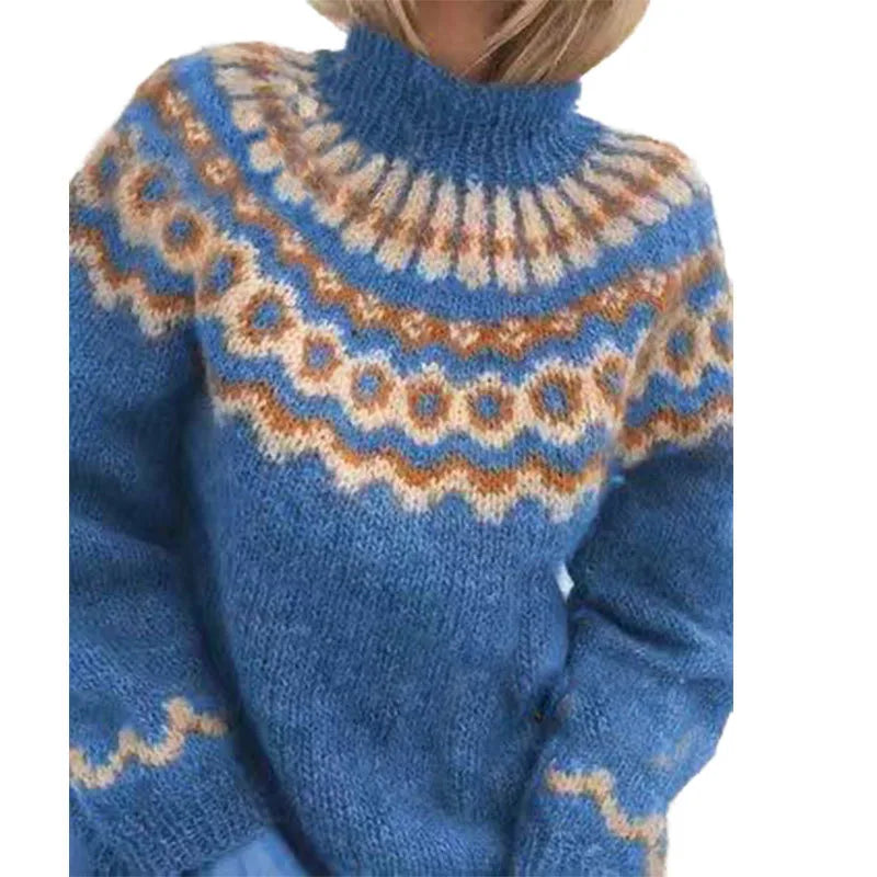 Madison | Women's Turtleneck Knit Sweater  - Color:Blue;Size:XS