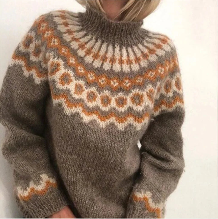 Madison | Women's Turtleneck Knit Sweater  - Color:Brown;Size:XS