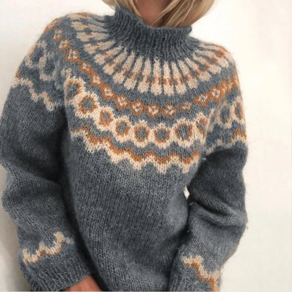 Madison | Women's Turtleneck Knit Sweater  - Color:Gray;Size:XS