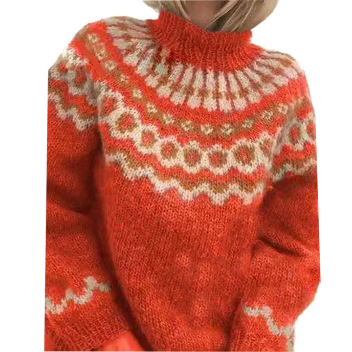 Madison | Women's Turtleneck Knit Sweater  - Color:Orange;Size:XS