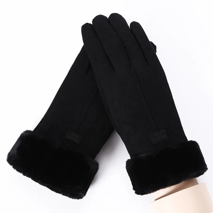 Maeve | Women's Faux Fur Warm Gloves  - Color:Black;Size:One size