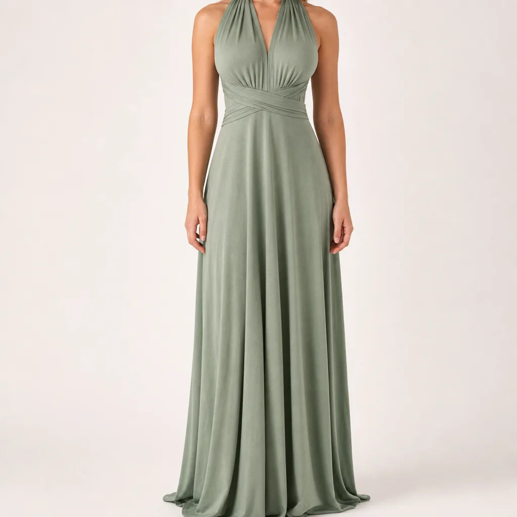 Maisie | Elegant Evening Cocktail Maxi Dress - Color:Green;Size:XS