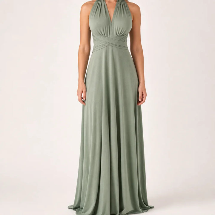 Maisie | Elegant Evening Cocktail Maxi Dress - Color:Green;Size:XS