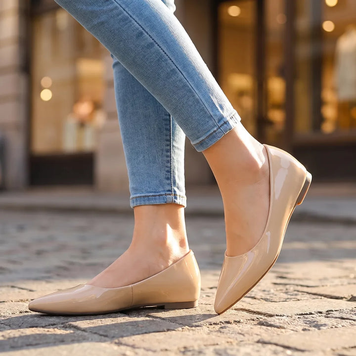 Marchetta Sleek Ballet Flats - Color:Beige;Size:35