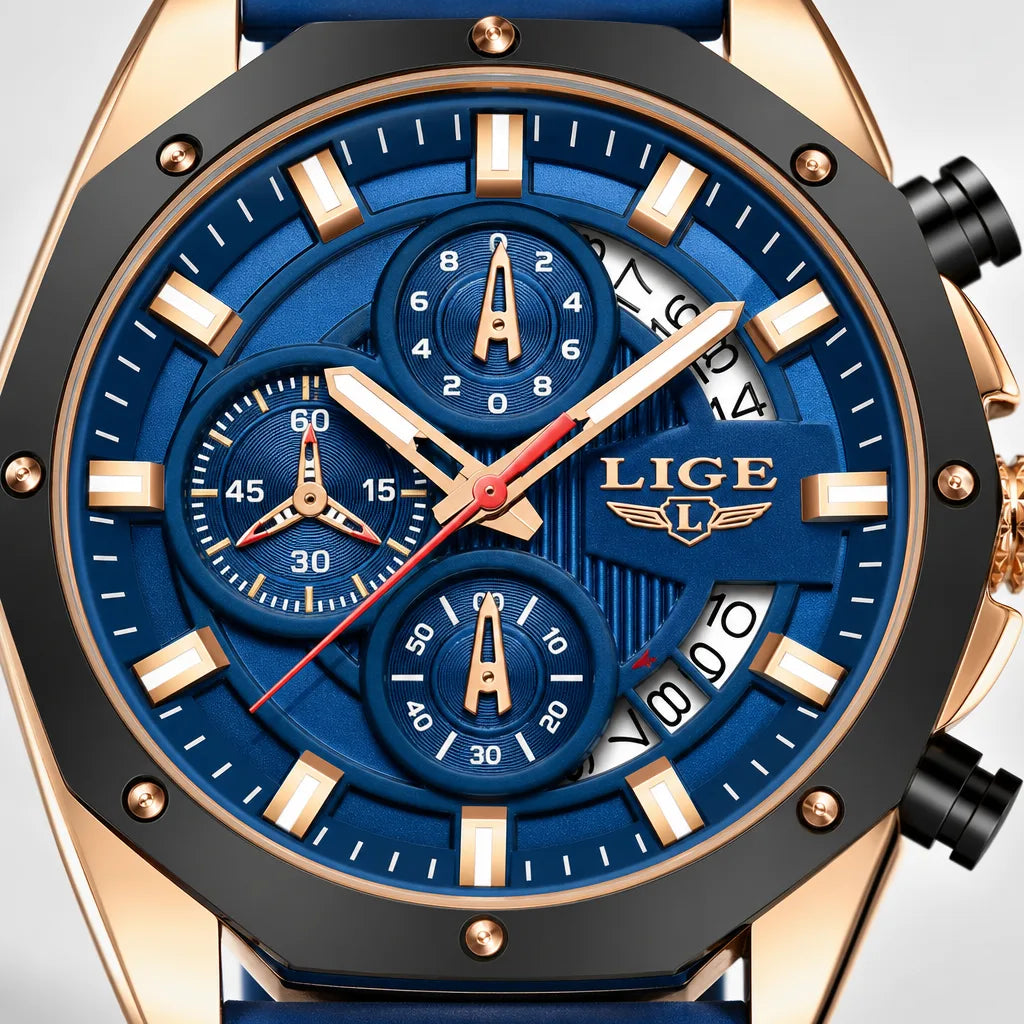 Men's Rose Gold Blue Beau Sport Watch