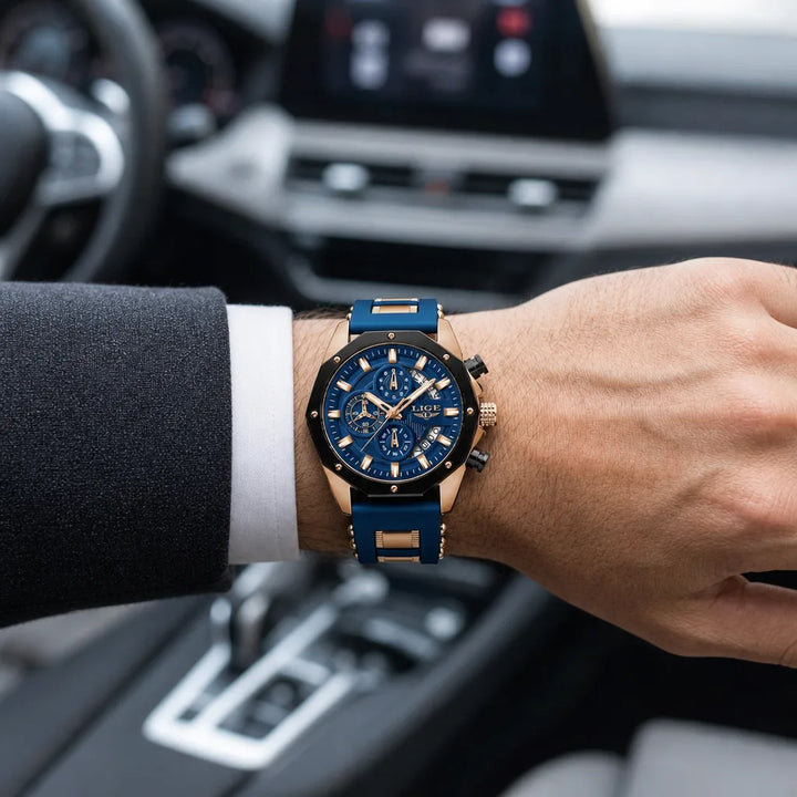 Men's Rose Gold Blue Beau Sport Watch
