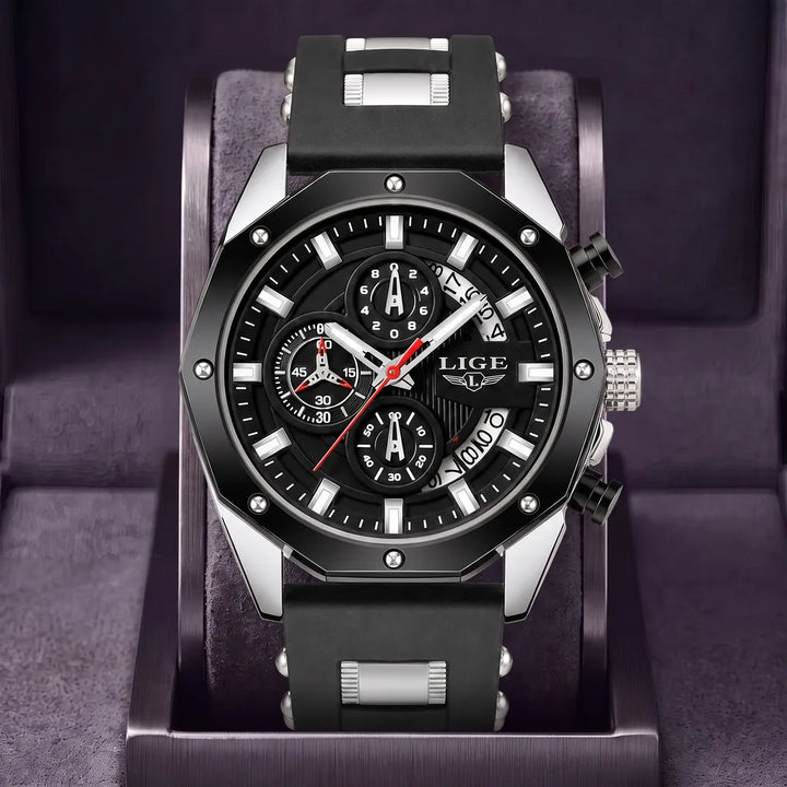 Marcus | Chronograph Watch - Color:Silver Black
