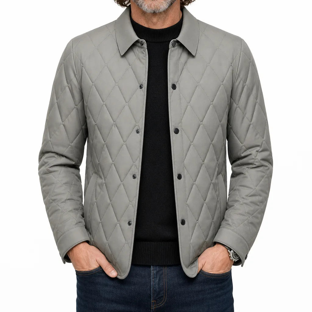 Marcus | Men's Stylish Quilted Jacket for Fall - Color:Beige;Size:S