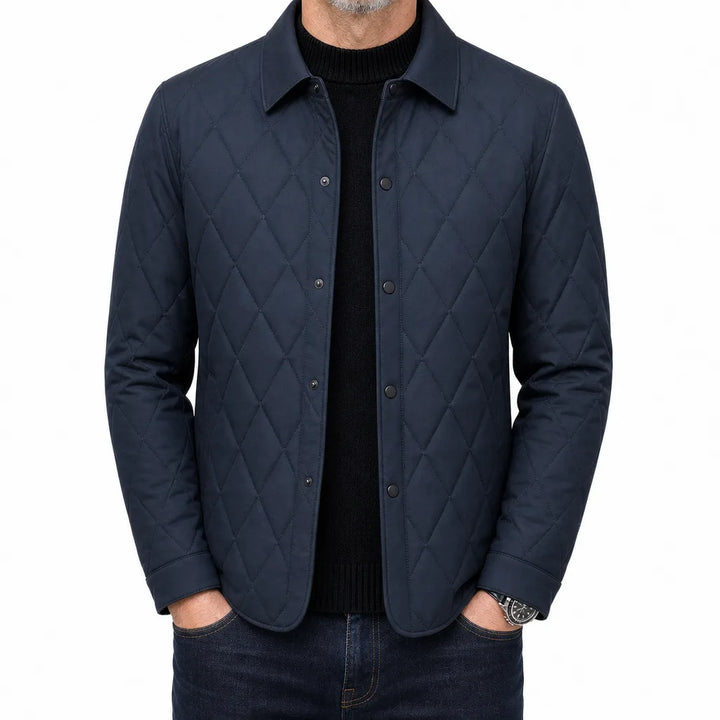 Marcus | Men's Stylish Quilted Jacket for Fall - Color:Blue;Size:S
