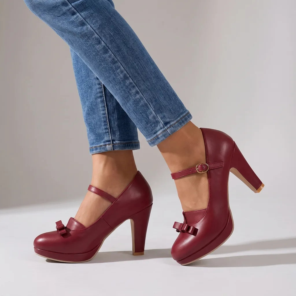 Margot | Women's Mary Jane Heels  - Color:Red;Size:35