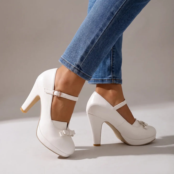Margot | Women's Mary Jane Heels  - Color:White;Size:35