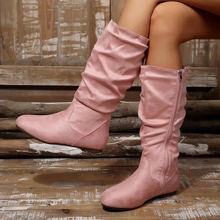 Margot | Women's Slouched Mid-Calf Boots  - Color:Pink;Size:36