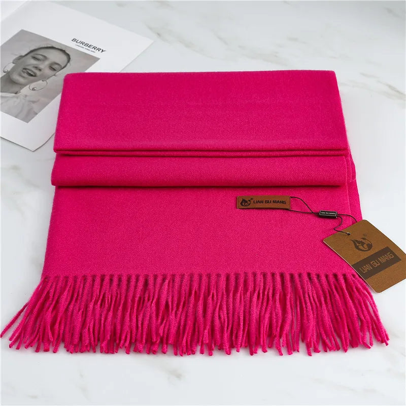 Margot | Women's Warm Winter Scarf  - Length (cm):190 x 68 cm;Color:Bright Pink