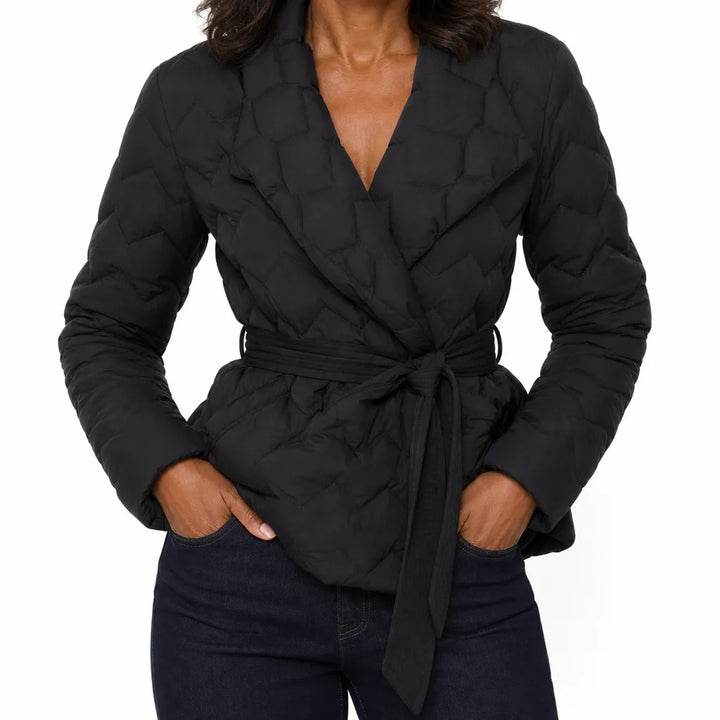 Women's Black Zelda Belted Padded Jacket