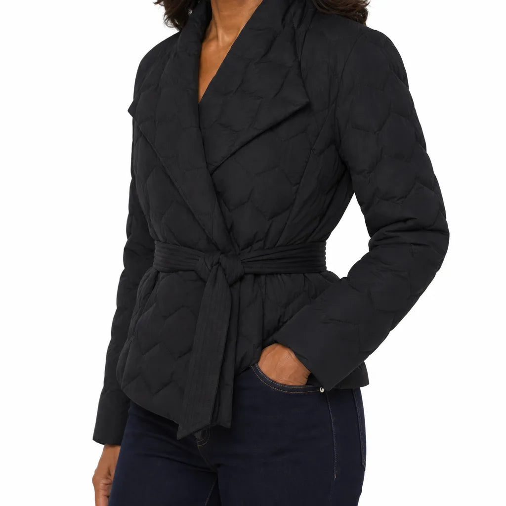 Women's Black Zelda Belted Padded Jacket