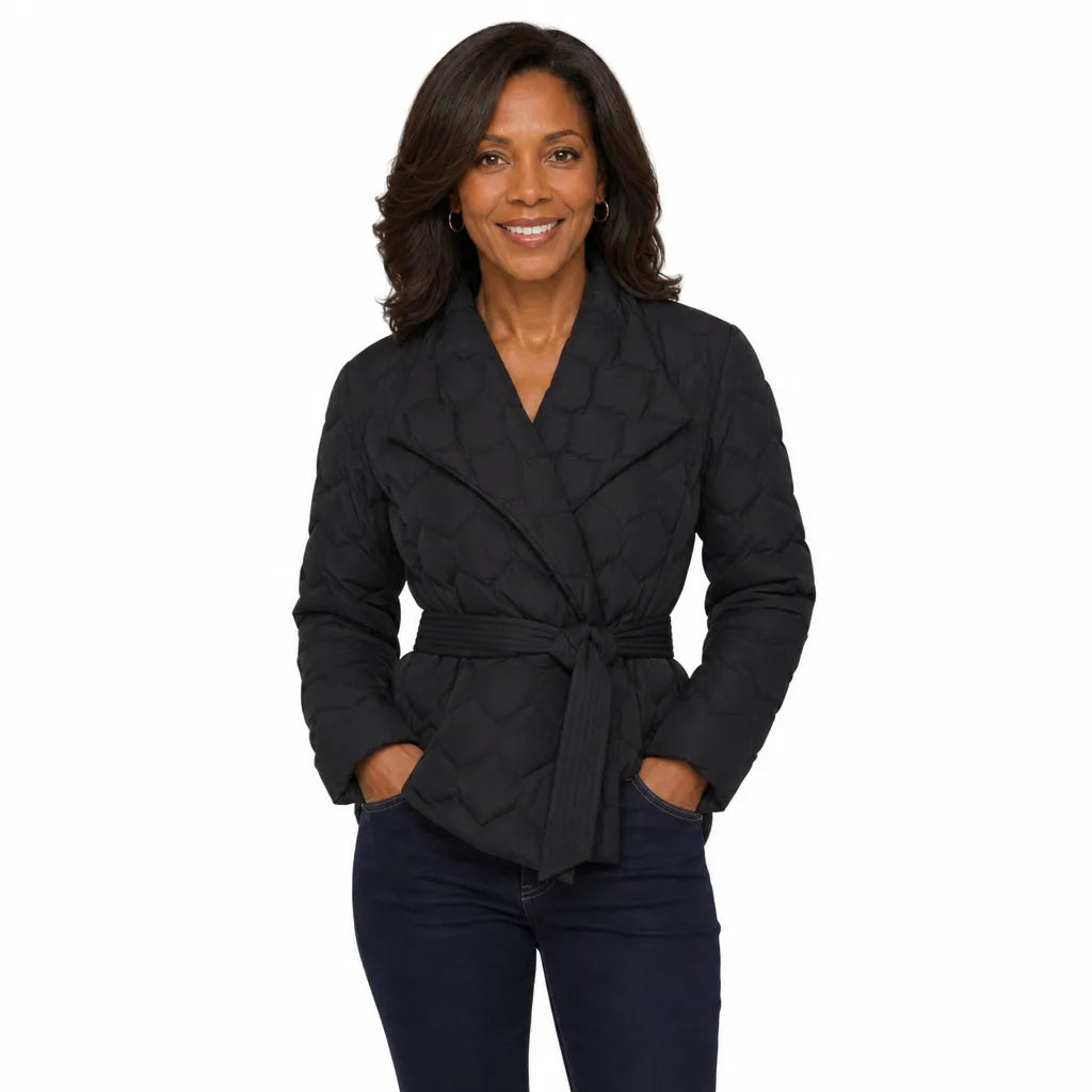 Women's Black Zelda Belted Padded Jacket