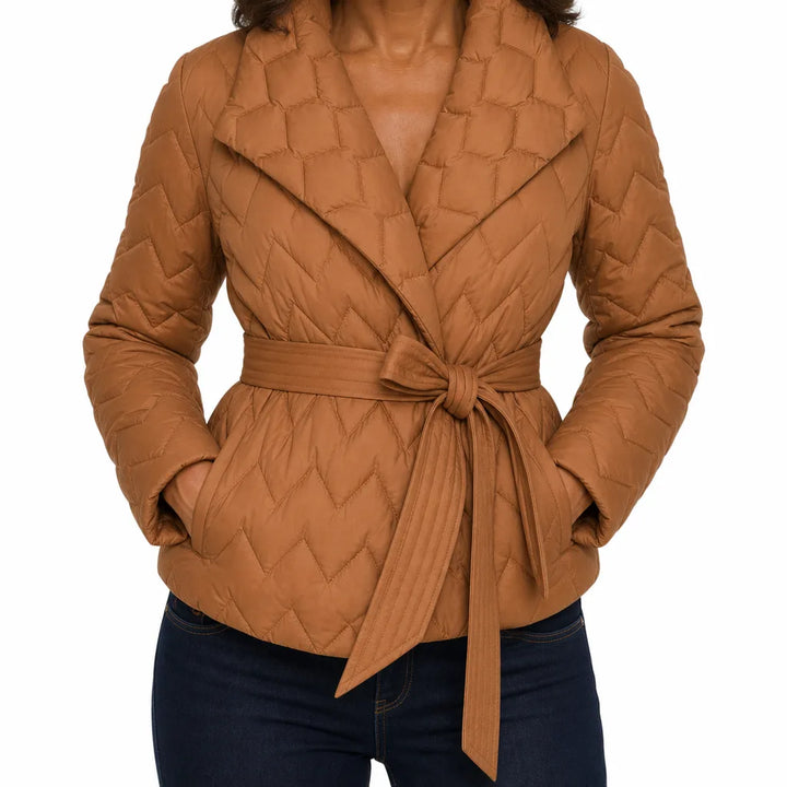 Women's Brown Zelda Belted Padded Jacket