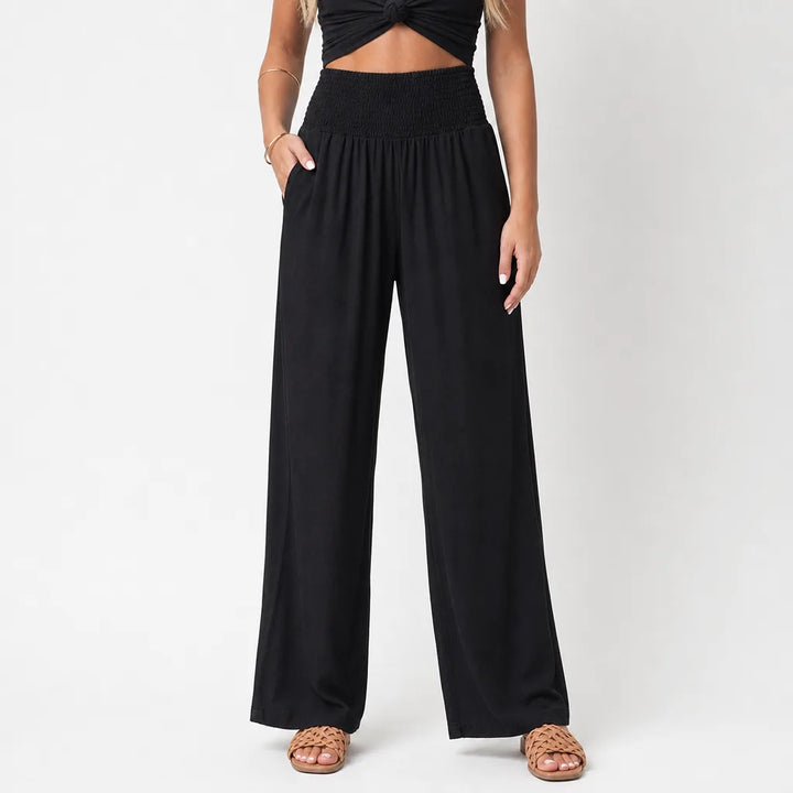 Marguerite | Women's Fall Boho Wide Leg Sweatpants - Color:Black;Size:XS