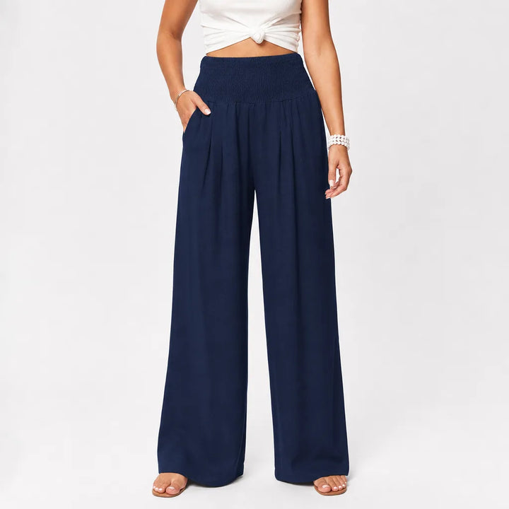 Marguerite | Women's Fall Boho Wide Leg Sweatpants - Color:Blue;Size:XS