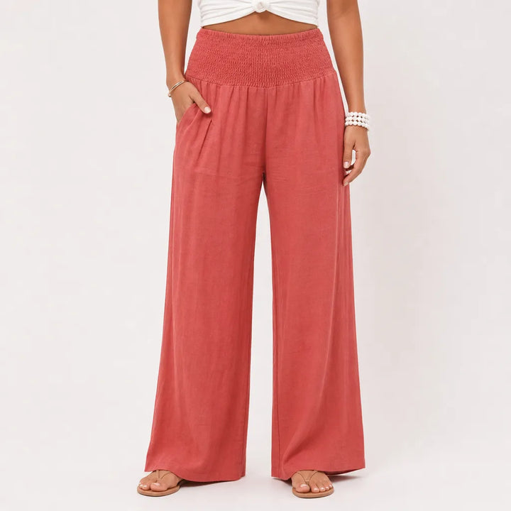 Marguerite | Women's Fall Boho Wide Leg Sweatpants - Color:Orange Red;Size:XS